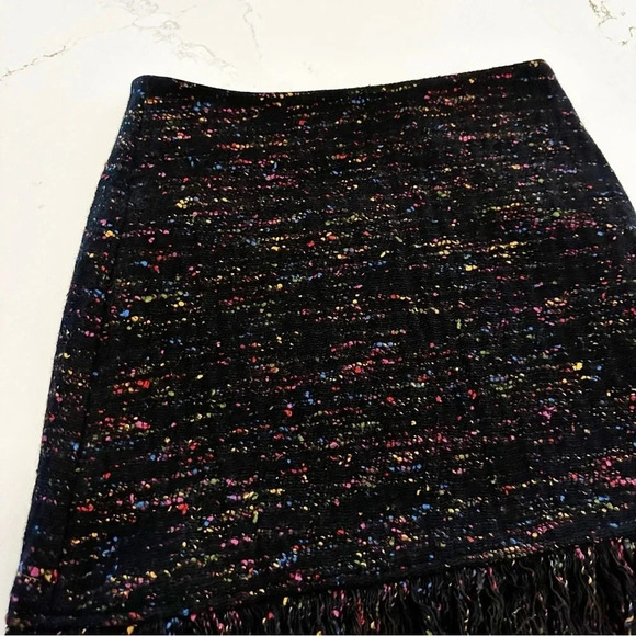 GANNI Rainbow Tweed Wool Fringe Mini Skirt | 34 | US 2 - Picture 11 of 13